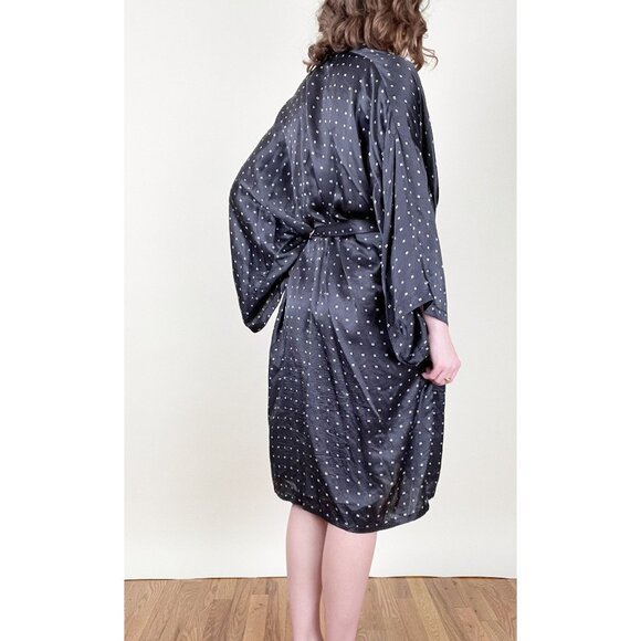 Vintage 100% Silk Robe Kimono Duster Cardigan Lounge Quiet Luxury Matching Belt - Picture 3 of 7